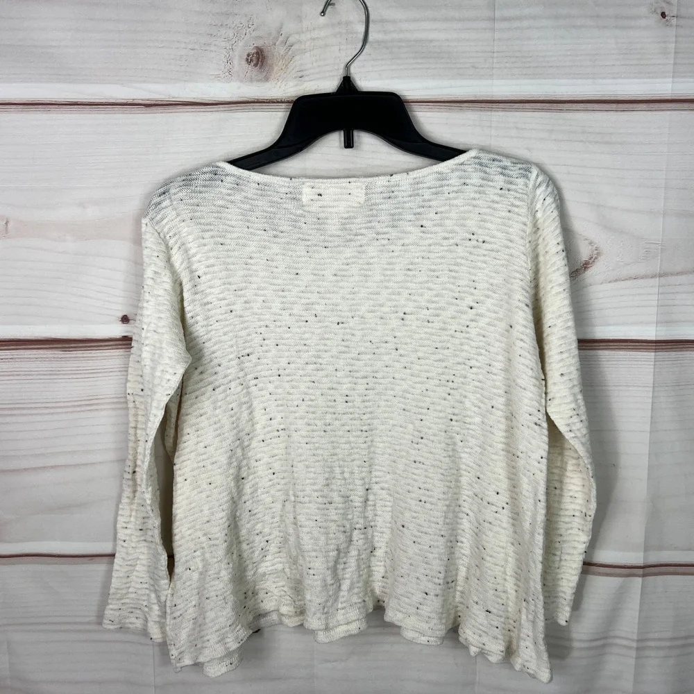 Puella‎ Sweater Women XS Ivory Boat Neck Pullover Lightweight Cropped Swing Knit